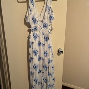 Floral Blue and White Maxi Dress